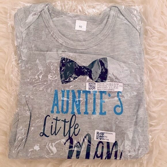 AUNTIE’S LITTLE MAN Onesie 6-9 Months - Picture 5 of 5